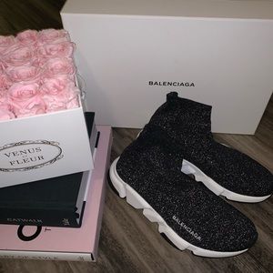 Balenciaga Speed Trainers Black Sparkle